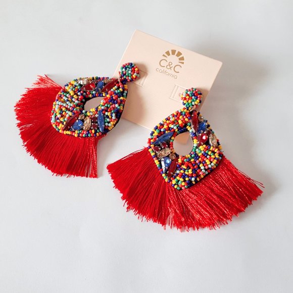 **Sold** NWOT C&C California beaded & crystal drop earrings - Picture 6 of 7